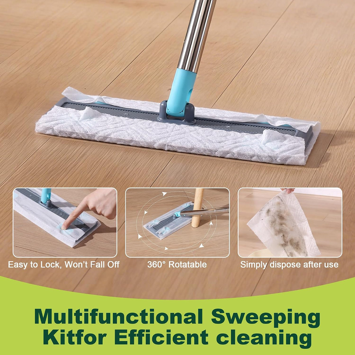 JOYMOOP 2-in-1 Sweeper Mops for Floor Cleaning, Wet and Dry, 42 Mop Pads
