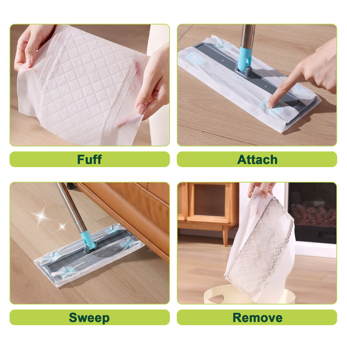 JOYMOOP 72 Pcs Disposable Wet Sweeping Cloths Compatible with Swiffer Sweeper Mop, Disposable Dust Refills Mop Pads for Floor Mopping and Cleaning, Lemon Scent, Mop Not Included