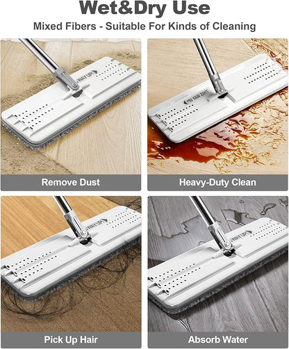 JOYMOOP Flat Mop Replacement Pads, Microfiber Cleaning Refills, Washable Stripe Pads, 13 inch, Pack of 4 for Flat Mop and Mop Bucket System