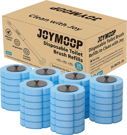 JOYMOOP Toilet Brush Replacement Pads – 36 Count Super Absorbent Cleaning Refills, Safe for Porcelain, Chrome & Enamel (Toilet, Sink, Bathtub, Urinal)
