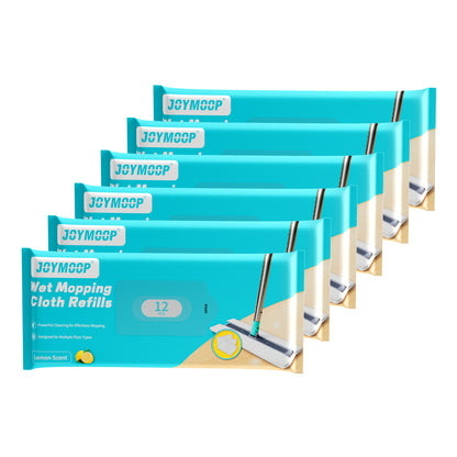 JOYMOOP 72 Pcs Disposable Wet Sweeping Cloths Compatible with Swiffer Sweeper Mop, Disposable Dust Refills Mop Pads for Floor Mopping and Cleaning, Lemon Scent, Mop Not Included