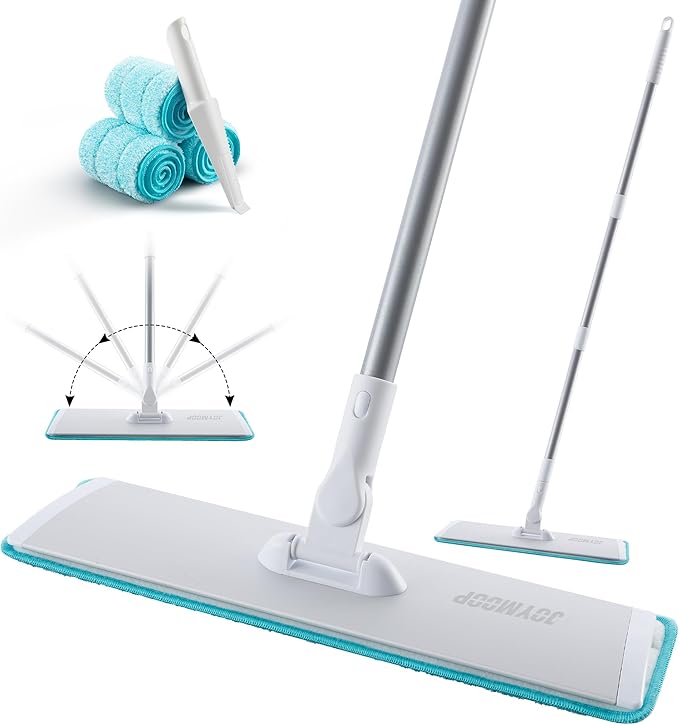 JOYMOOP 36 Inch Commercial Microfiber Dust Mop, Grey-White Heavy Duty Industrial Wet Dry Floor Mop for Hardwood Floors with Telescopic Handle, Includes 3 Mop Pads