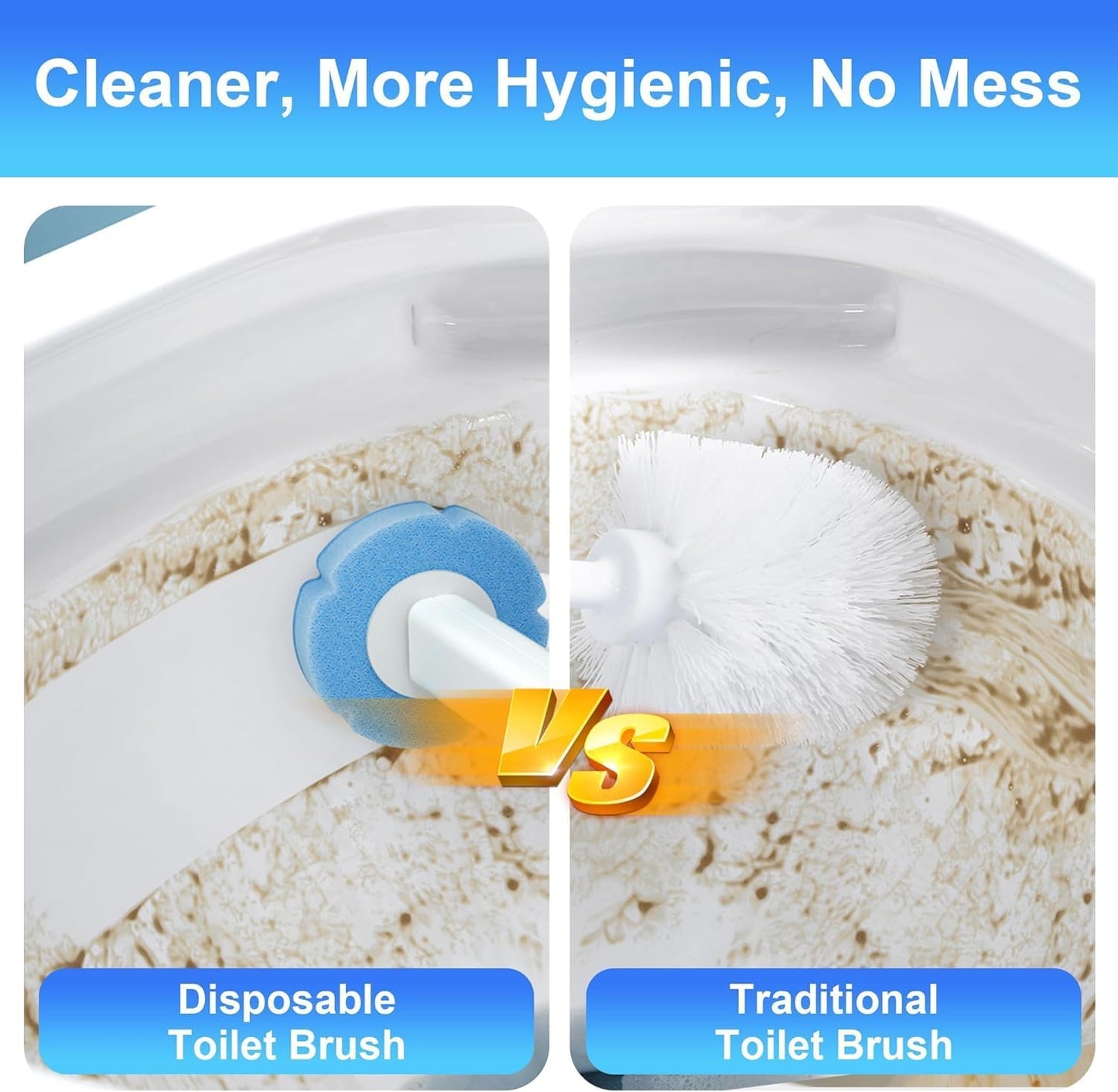 JOYMOOP Toilet Brush Replacement Pads – 36 Count Super Absorbent Cleaning Refills, Safe for Porcelain, Chrome & Enamel (Toilet, Sink, Bathtub, Urinal)