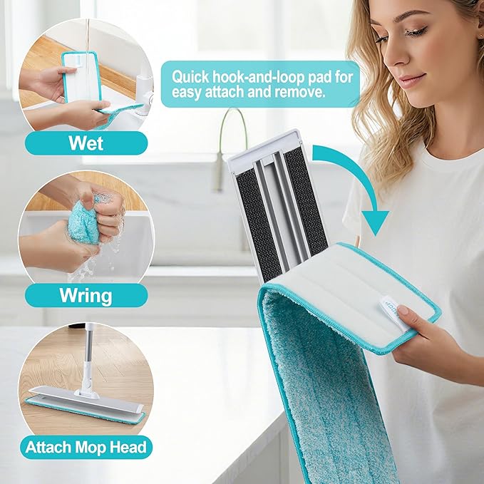 JOYMOOP 36 Inch Commercial Microfiber Dust Mop, Grey-White Heavy Duty Industrial Wet Dry Floor Mop for Hardwood Floors with Telescopic Handle, Includes 3 Mop Pads