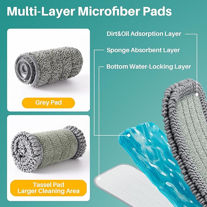 Spray Mop for Floor Cleaning, Dry Wet Microfiber Mop