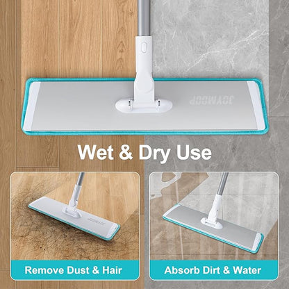 JOYMOOP 36 Inch Commercial Microfiber Dust Mop, Grey-White Heavy Duty Industrial Wet Dry Floor Mop for Hardwood Floors with Telescopic Handle, Includes 3 Mop Pads