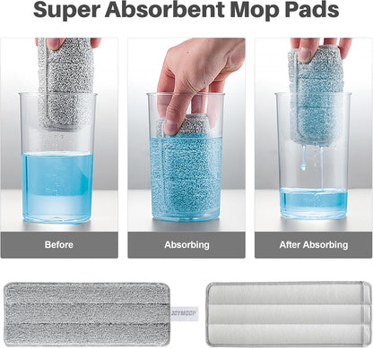 JOYMOOP Microfiber Mop Pads, Mop Head Replacement for JOYMOOP 13-inch Flat Mop and Mop Bucket Set, Pack of 2 Refills - Grey and Stripe