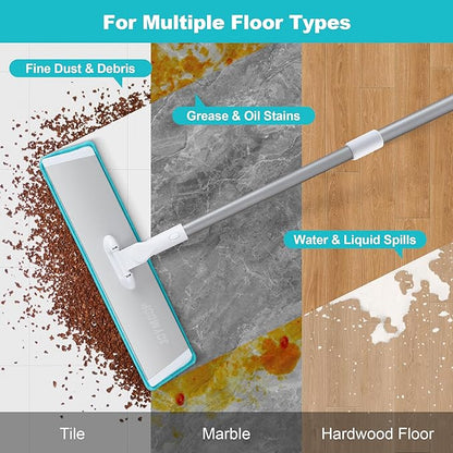 JOYMOOP 36 Inch Commercial Microfiber Dust Mop, Grey-White Heavy Duty Industrial Wet Dry Floor Mop for Hardwood Floors with Telescopic Handle, Includes 3 Mop Pads