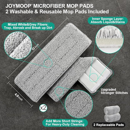 JOYMOOP Mop and Bucket Set, Dust Mops for Floor Cleaning, Wall Mop with 4 Microfiber Mop Head Replacement