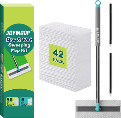 JOYMOOP 2-in-1 Sweeper Mops for Floor Cleaning, Wet and Dry, 42 Mop Pads