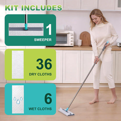 JOYMOOP 2-in-1 Sweeper Mops for Floor Cleaning, Wet and Dry, 42 Mop Pads