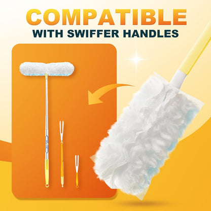 JOYMOOP Disposable Electrostatic Duster for Cleaning,With 2 Handles & 24 Ct Blue Heavy Duty Refills for Swiffer Feather Duster,Household Cleaning Tool for Electronics,Dusting Furniture,Blinds,Pet Hair
