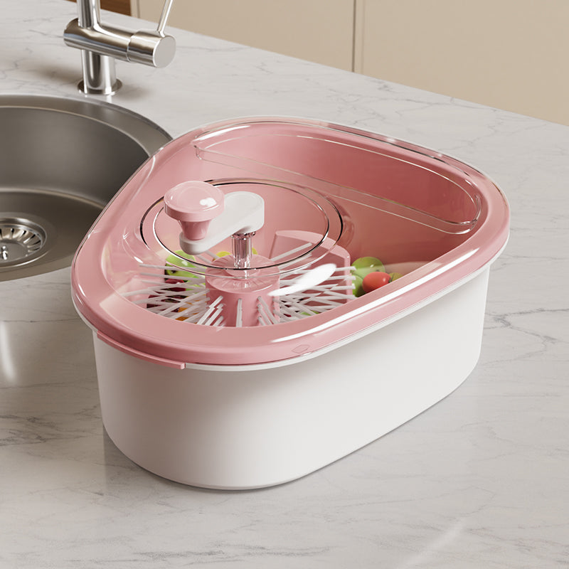 JOYMOOP Fruit Washer and Spinner with Brush, Large Cleaning Bowl for Fruits, Vegetables and Salad, Produce Scrubber